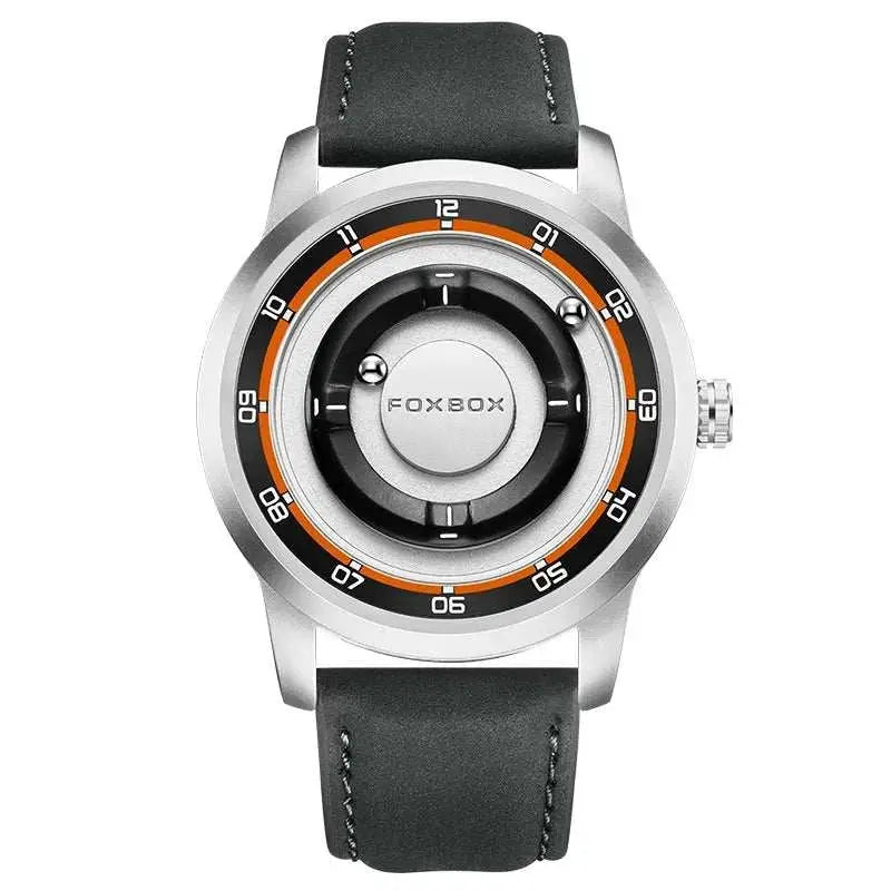 FOXBOX Magnetic Driven Watch Fashion Waterproof Quartz Wristwatch Rolling Steel Ball Pointer Sports Watches Military Clock+Box Khamik Shop Online