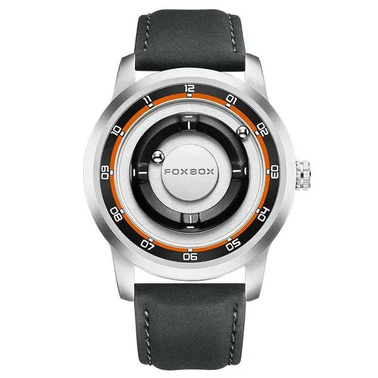 FOXBOX Magnetic Driven Watch Fashion Waterproof Quartz Wristwatch Rolling Steel Ball Pointer Sports Watches Military Clock+Box Khamik Shop Online