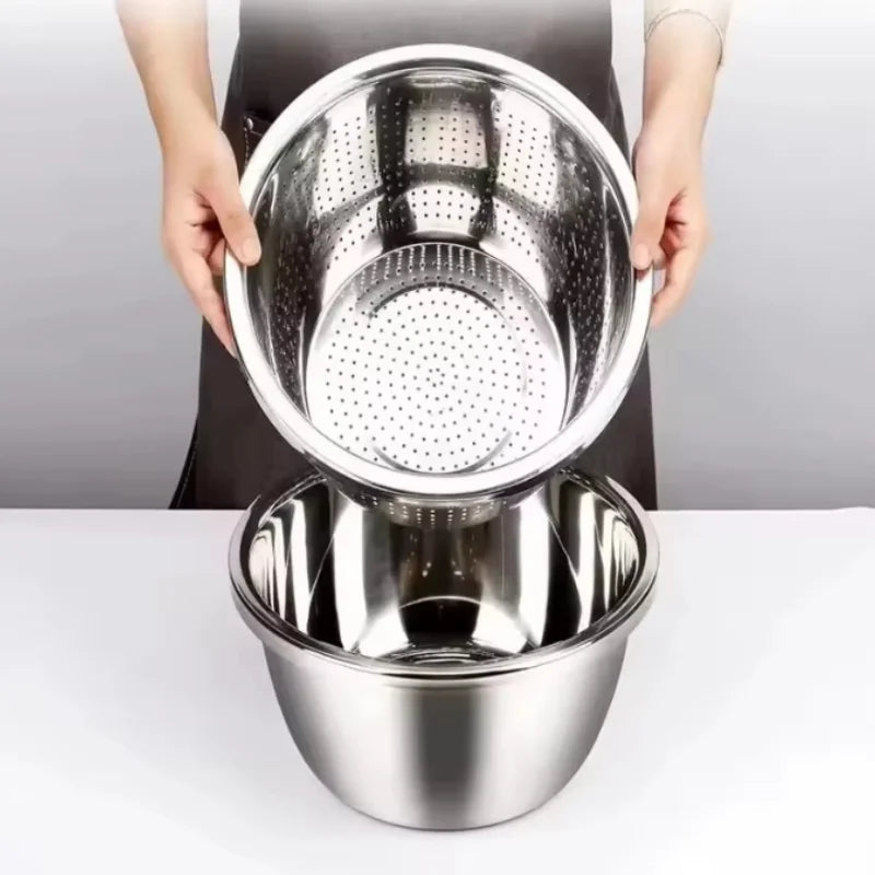 Multi Functional Stainless Steel Vegetable Bowl, Egg Mixing Bowl, Drain Basket, Soup Basin, Kitchen Cooking And Storage Tool Khamik Shop Online