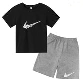Summer Brand White T-shirt+Shorts Two-piece Set Kids New Clothing Fashion Letter Boy Girl3-13Yrs Sports Short-sleeved Casual Set Khamik Shop Online