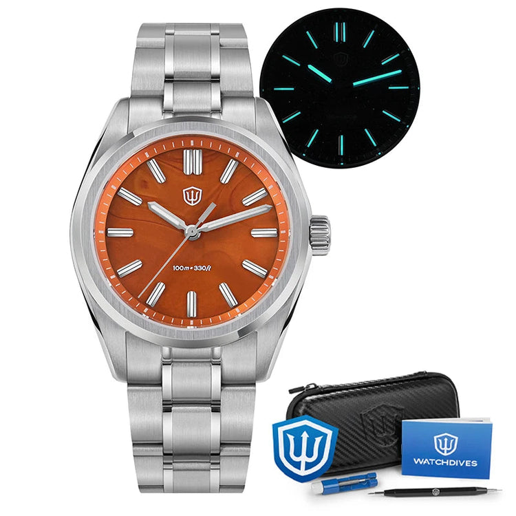 Watchdives WD0003B ‌Quartz Watches ‌VH31 Movement Aventurine Dial Watch 100m Waterproof Sapphire Crystal 36mm Vintage Watch Khamik Shop Online