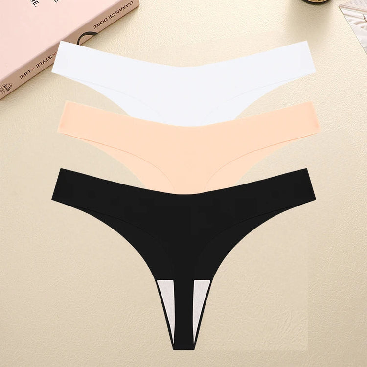 3PCS/SET Sexy G-String Underwear Female T-back Intimates Lingerie Seamless Low Waist Underpants 10 Color Lady Bikini Panty XS-XL Khamik Shop Online
