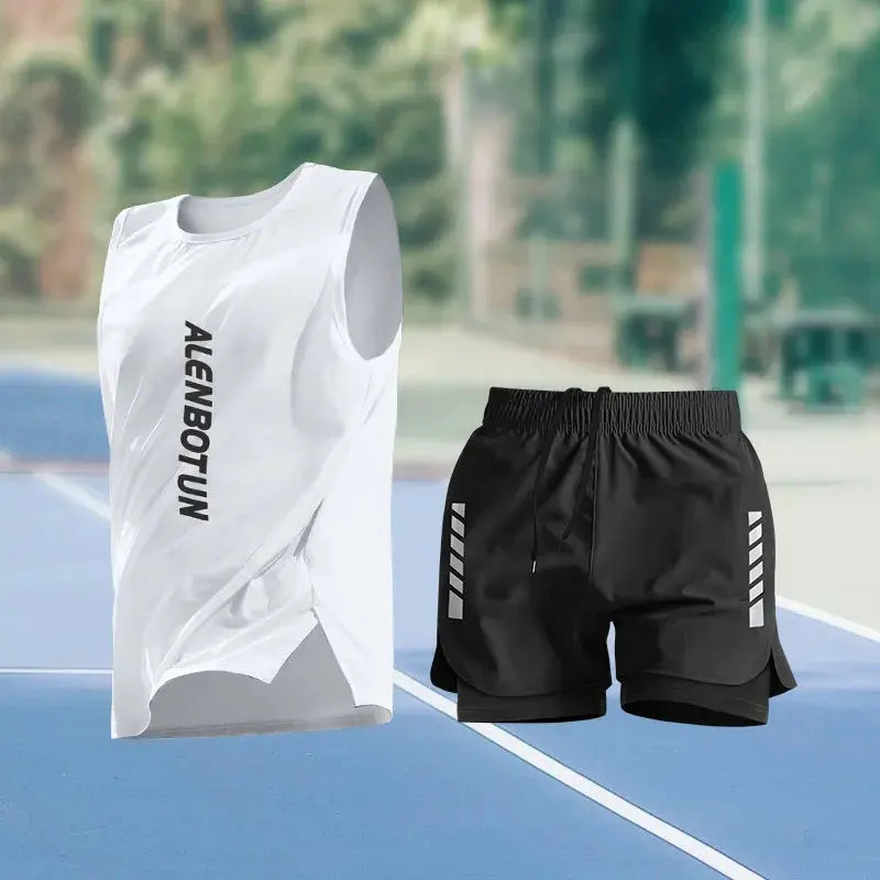 Men Running Sports Set Summer New Arrival Marathon Training Fitness Outfits Professional Quick Dry Basketball Tank Top And Short Khamik Shop Online