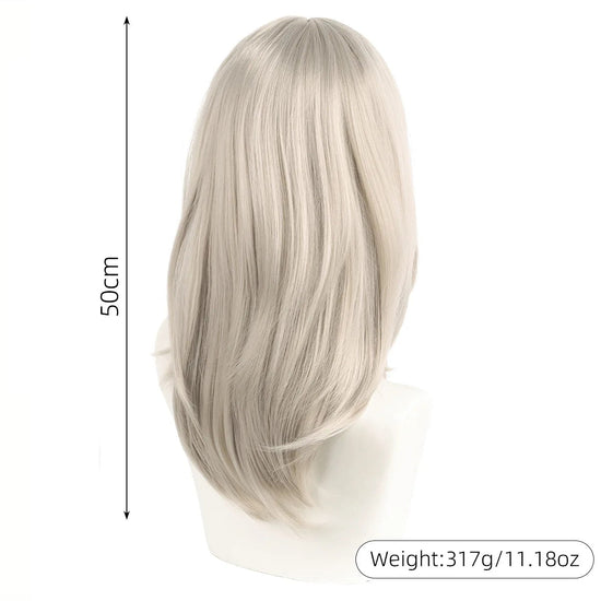 Long Straight Synthetic Wig Natural Ash Blonde Cosplay Hair for Women Anime Girl Costume Daily Party Heat Resistant Fiber Khamik Shop Online