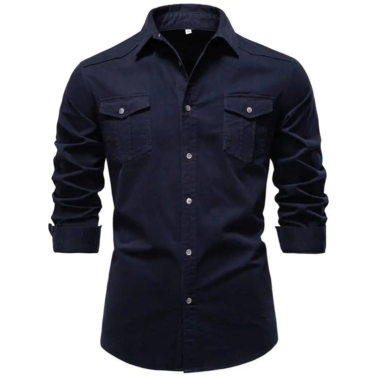 AIOPESON 2026 Business Cotton Pocket Shirt Long Sleeve Quality For Casual Slim Fit Solid Color Men Shirts Khamik Shop Online