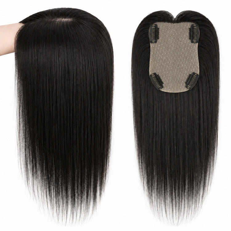 Human Hair Topper Silk Base Great Coverage for Thinning Hair or Hair Loss 9x13cm Silk Top Hair Topper with Clips Breathable Khamik Shop Online