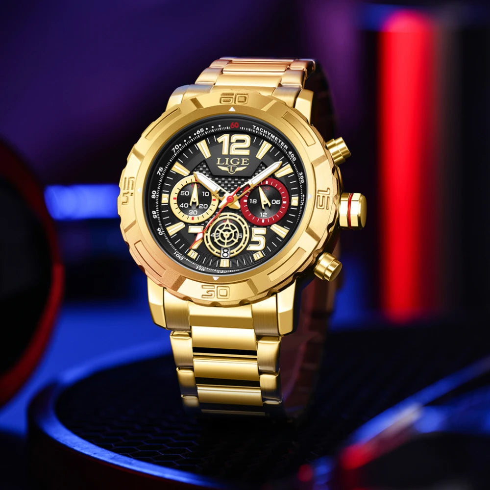 Fashion Luxury Watch for Men Top Brand Big Dial Waterproof Quartz Men'S Watches Stainless Band Calendar Clocks Wristwatches
