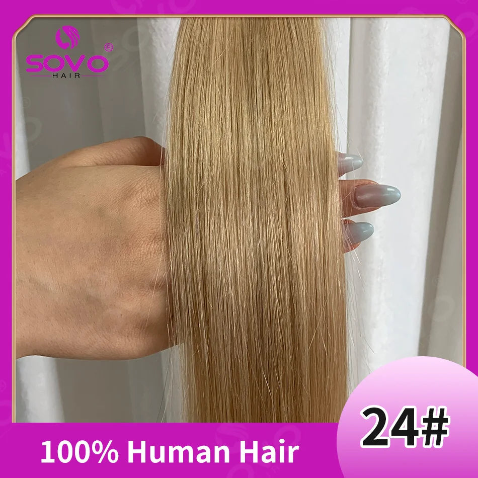 SOVO Tape in Hair Extensions 100% Remy Human Hair 20 Inch  20pcs  Balayage Skin Weft Tape in Extensions  12-26 inch Khamik Shop Online