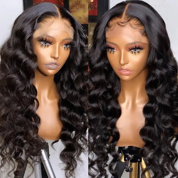13x4 HD Transparent Lace Frontal Loose Body Wave Human Hair Wigs 180% Cerise Alfie