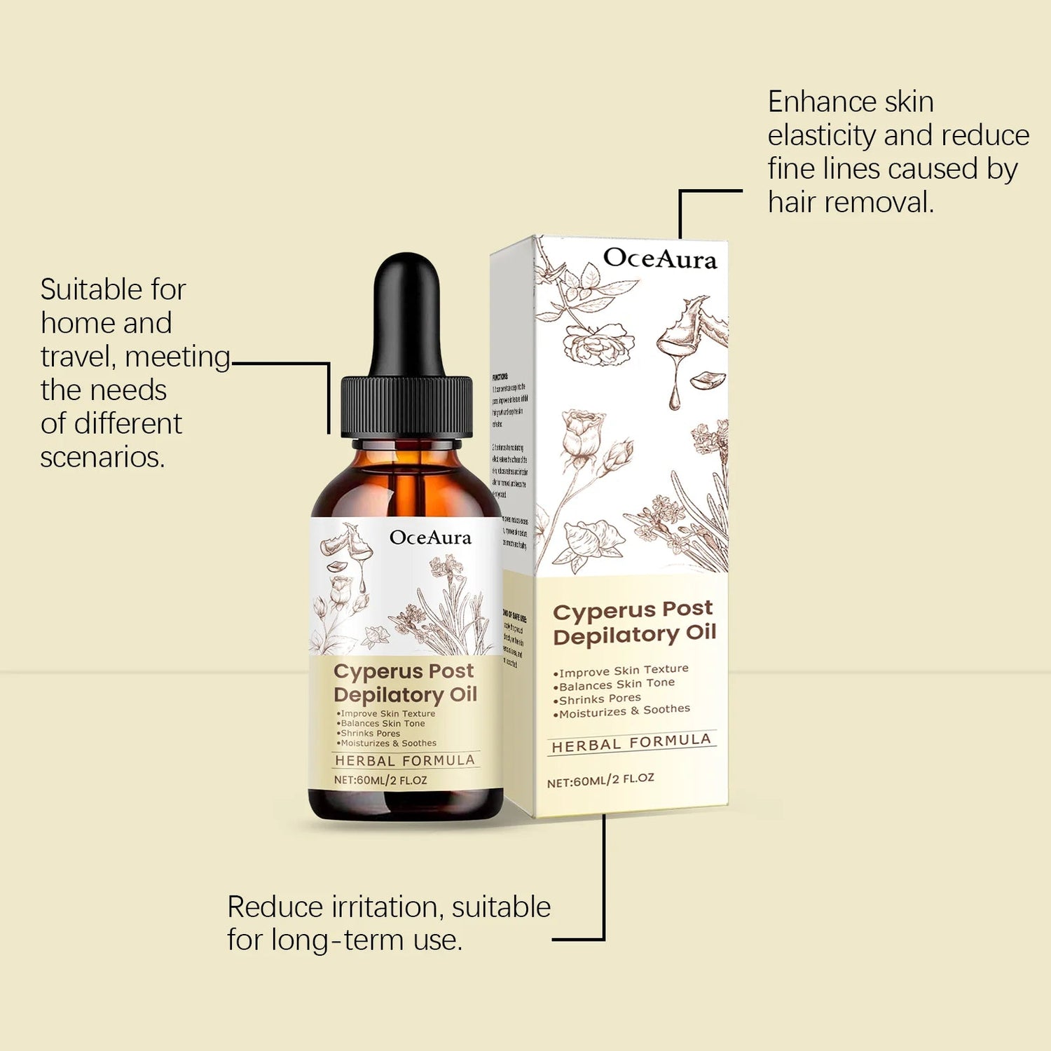 OceAura Cyperus Rotundus Oil for Hair Removal Care Hair Growth Inhibitor Moisturizing Skin Soothing After Shave Oil for Women Khamik Shop Online