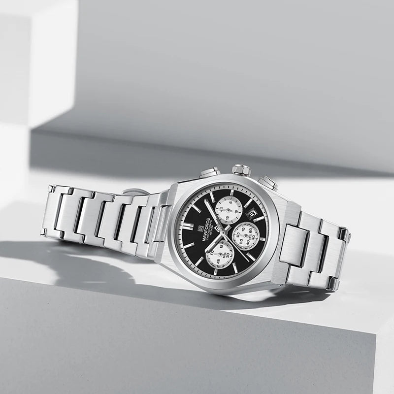 Trend Brand Stainless Steel Couple Watch Quartz Date Display Chronograph for Lovers Waterproof Fashion Wild Wristwatch