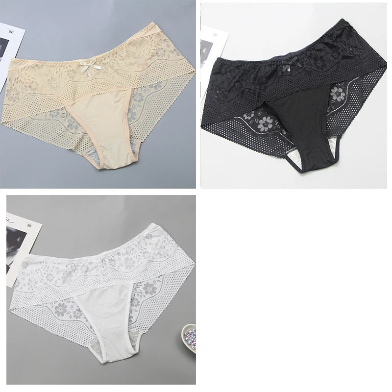 DaiNaFang New Plus Size Underwear Women Sexy Transparent Lace Modal Cotton Panties High Waist Large Lingerie Khamik Shop Online