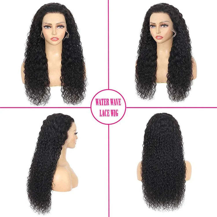 100% Brazilian Human Hair 13x6 Water Wave HD Lace Front Wig 180% Density Glueless Pre Plucked Deep Curly 5x5 HD Lace Closure Wig Khamik Shop Online