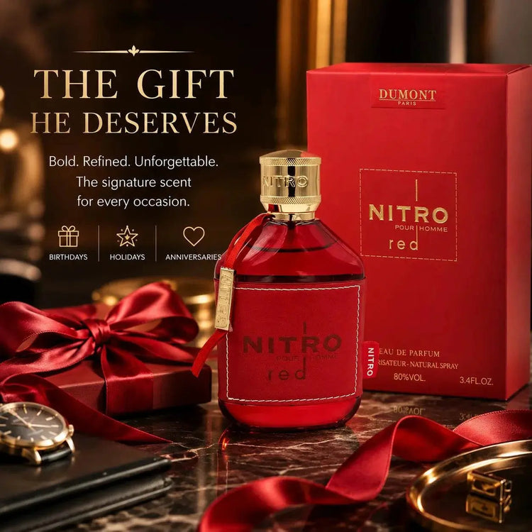 Dumont Nitro Red Pour Homme Eau de Parfum for Men, 3.4 Fl Oz / 100ml, Bold Masculine Fragrance Spray with Red Bottle and Gift Box for Daily Wear, Date Night and Special Occasions Khamik Shop Online