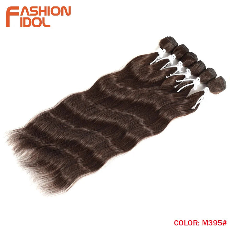 FASHION IDOL Water Wave Hair Bundles Synthetic Hair Extensions Ombre Blonde Hair Weave Bundles 6pcs 20" High Temperature Fiber Khamik Shop Online