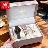OLEVS 2996 Women Watches Original Elegant Slim Quartz Watch Waterproof Dual Calendar Display Watches For Woman Gift Box Reloj Khamik Shop Online