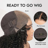 Perruque Alipearl cheveux humains bouclés prête à porter fermeture glueless pré-éclaircie avec ligne de cheveux pré-épilée