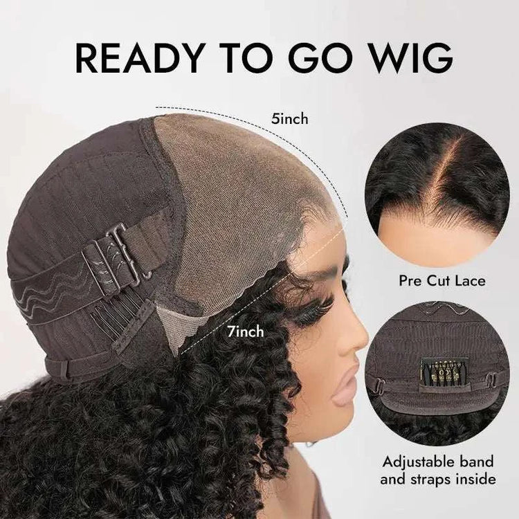 Perruque Alipearl cheveux humains bouclés prête à porter fermeture glueless pré-éclaircie avec ligne de cheveux pré-épilée