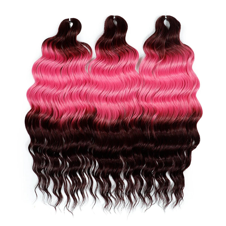 FREEDOM Synthetic Curly Braiding Hair Extensions 24 Inch/60 cm Long Deep Wavy Twist Crochet Braids Hair Ombre Brown Rainbow Hair Khamik Shop Online