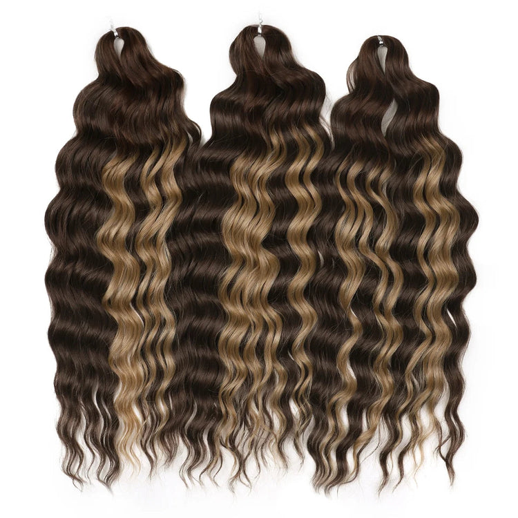 FREEDOM Synthetic Curly Braiding Hair Extensions 24 Inch/60 cm Long Deep Wavy Twist Crochet Braids Hair Ombre Brown Rainbow Hair Khamik Shop Online