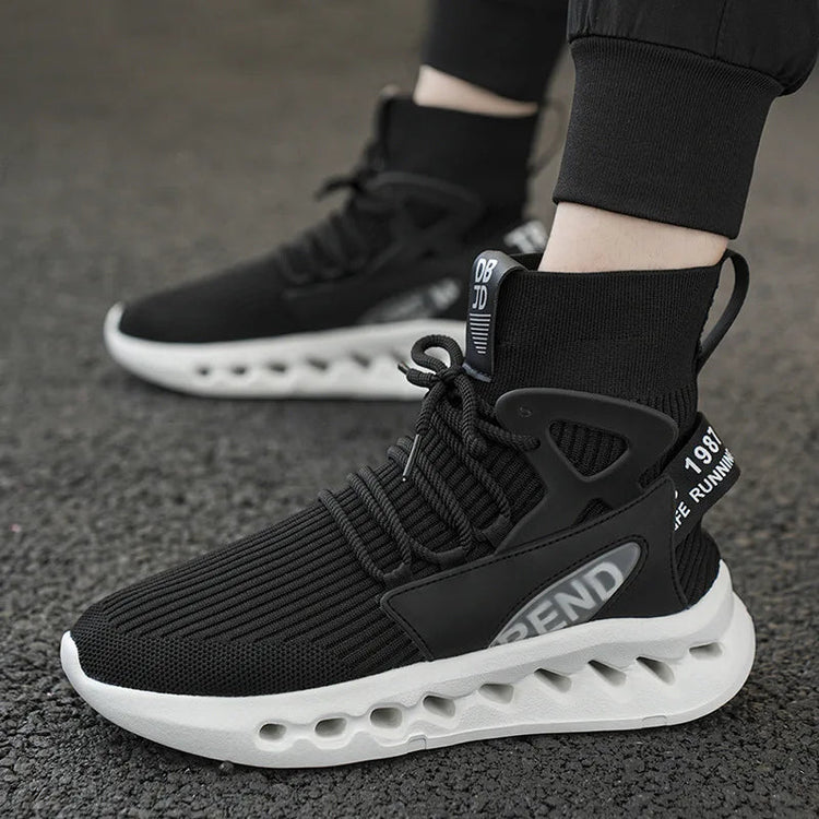 Trendy Men High Top Sock Shoes Breathable Mesh Thick Sole Trend Man Sneakers Fashion Youth Casual Running Sports Shoes for Men Khamik Shop Online