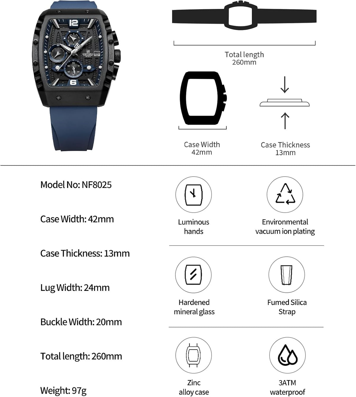 Men Quartz Watch Auto Date Week Business Dress Analog Wrist Watches