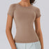Women Yoga Shirts Sports T Shirt Summer Short Sleeve Round Neck Breathable Stretchy GYM Yoga Slim Fitness Active Top Tee Khamik Shop Online