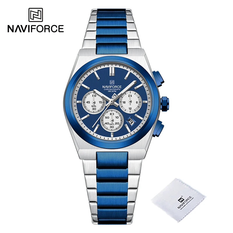 Trend Brand Stainless Steel Couple Watch Quartz Date Display Chronograph for Lovers Waterproof Fashion Wild Wristwatch