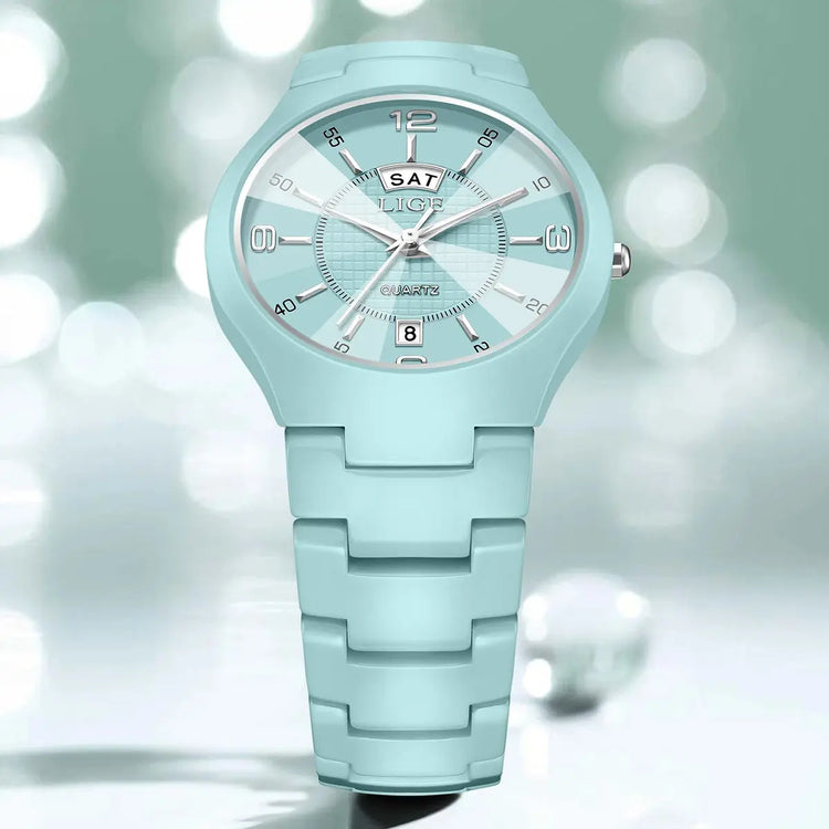 LIGE Luxury Elegant Quartz Women Watches Fashion Ceramics Small Dial Ladies Watch Date Week Display Woman Wristwatch Reloj Mujer Khamik Shop Online