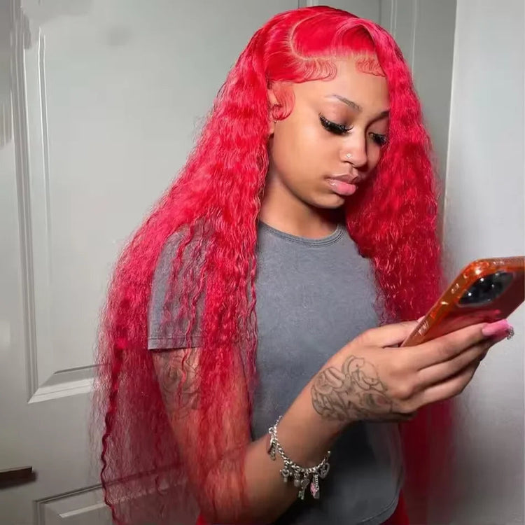 99J Burgundy Red Bone Straight Human Hair Wig 13x6 13x4 HD Transparent Lace Front Wig 200% Density 30 40 Inches Brazilian Cuticle Aligned Remy Hair Pre Plucked Baby Hair Glueless Wig Natural Hairline Soft Silky Long Wigs for Women Daily Party Wear Khamik Shop Online