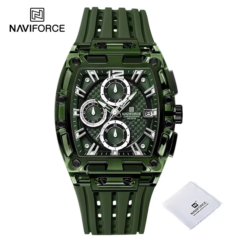 New  Men'S Quartz Multifunction Watches Fashion Sports Chronograph 5ATM Waterproof Silicone Band Casual Man Wrist Watch