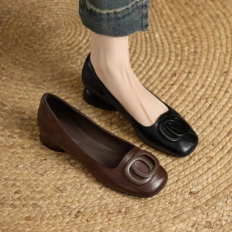 French Style Women Shoes Pumps Leather Shoes for Women Square Head Fashion Shoes Woman Footwear Khamik Shop Online
