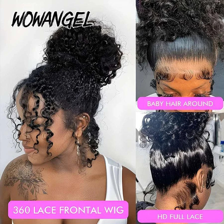 Hidden Strap 360 HD Full Lace Wigs Curly Human Hair WigS Pre Plucked Water Wave HD Lace Frontal WigS with Invisible Drawstring Khamik Shop Online