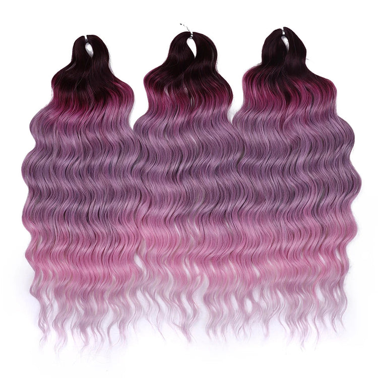 FREEDOM Synthetic Curly Braiding Hair Extensions 24 Inch/60 cm Long Deep Wavy Twist Crochet Braids Hair Ombre Brown Rainbow Hair Khamik Shop Online