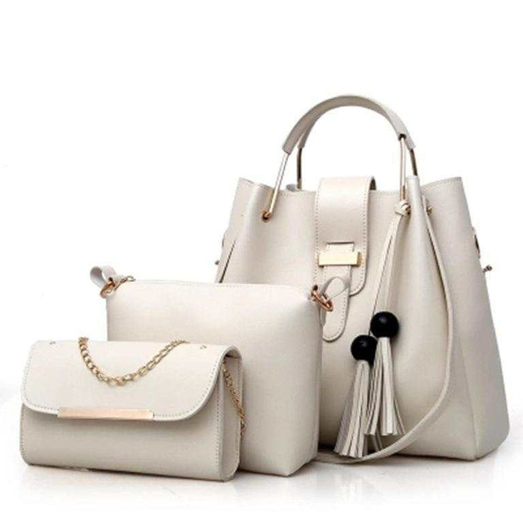 Ensemble de sacs messagers décontractés trois pièces pour femmes en PU, style enfant, avec compartiments pour téléphone et ID.