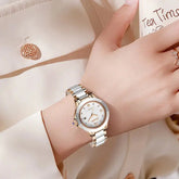 Sunkta Fashion Casual Quartz Woman Watch Elegant Luxury Ceramics Diamond Calendar Waterproof Ladies Women&