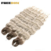 FREEDOM Synthetic Curly Braiding Hair Extensions 24 Inch/60 cm Long Deep Wavy Twist Crochet Braids Hair Ombre Brown Rainbow Hair Khamik Shop Online