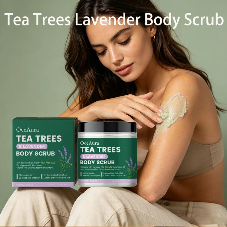 OceAura Tea Trees Lavender Body Scrub Gentle Skin Deep Cleansing Exfoliating Soothing Moisturizing Detoxifying Body Care Scrub  Khamik Shop Online