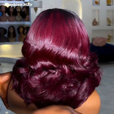 Wear and Go Glueless Bob Wig Human Hair Ombre Burgundy Loose Wave Wig Human Hair 13x4 HD Lace Front T1b/99j Bouncy Curls Wigs Khamik Shop Online