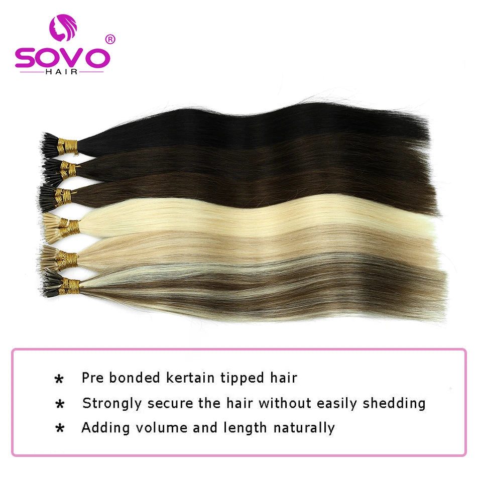 Nano Ring Hair Extensions Human Hair 100 Strands Remy European Straight Hair Natural Blonde Invisible Reusable Khamik Shop Online
