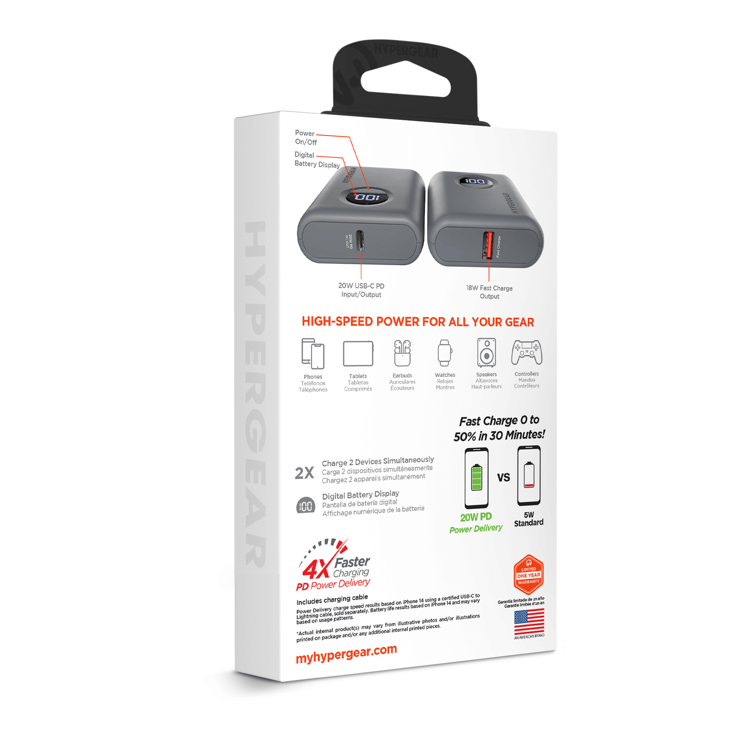 HyperGear PowerPack PRO 10000mAh 20W Power Bank Sky Iapetus