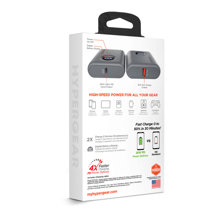 HyperGear PowerPack PRO 10000mAh 20W Power Bank Sky Iapetus