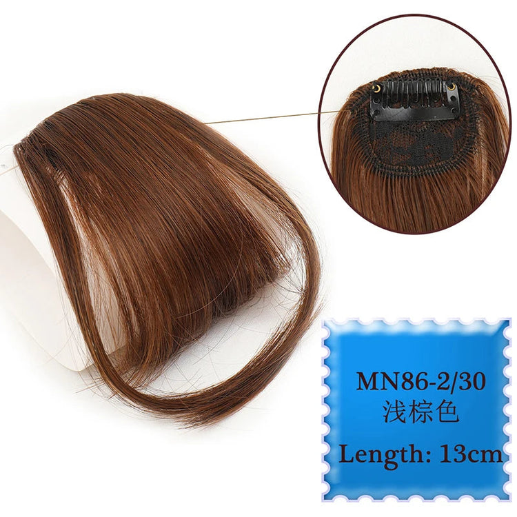 Synthetic Hair Clip In Bangs Brown Colored Invisible Front Fringes Clip in Hair Air Bangs Natural Black Fake Hair Bangs For Girl Khamik Shop Online