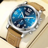 LIGE Casual Outdoor Quartz Man Watch Fashion Sport Waterproof Luminous Auto Date Leather Strap Wristwatch for Men Male Gifts Box Khamik Shop Online