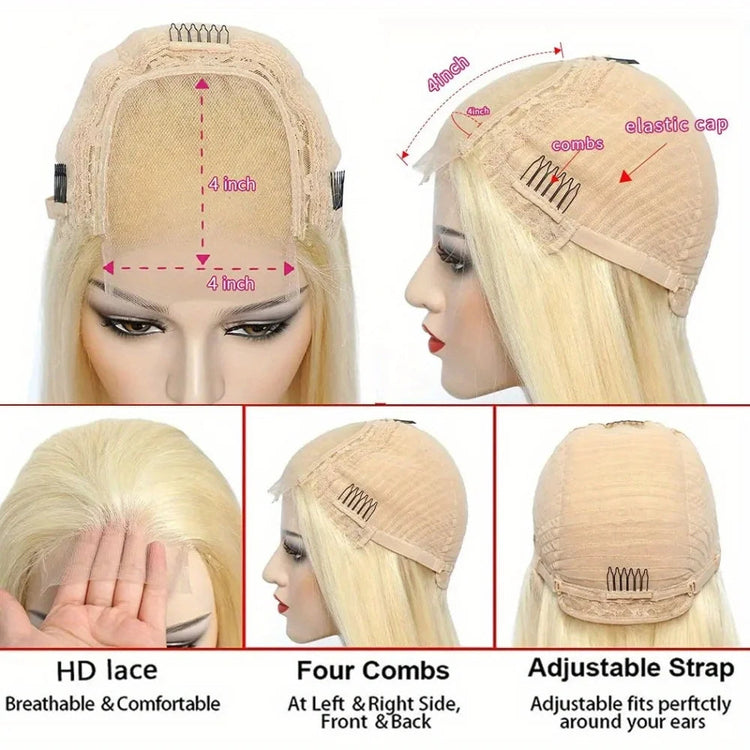 613 Blonde Human Hair Wig HD Lace Front Pre Plucked Natural Hairline Straight Blonde Lace Frontal Wig for Women 13x4 13x6 4x4 Khamik Shop Online