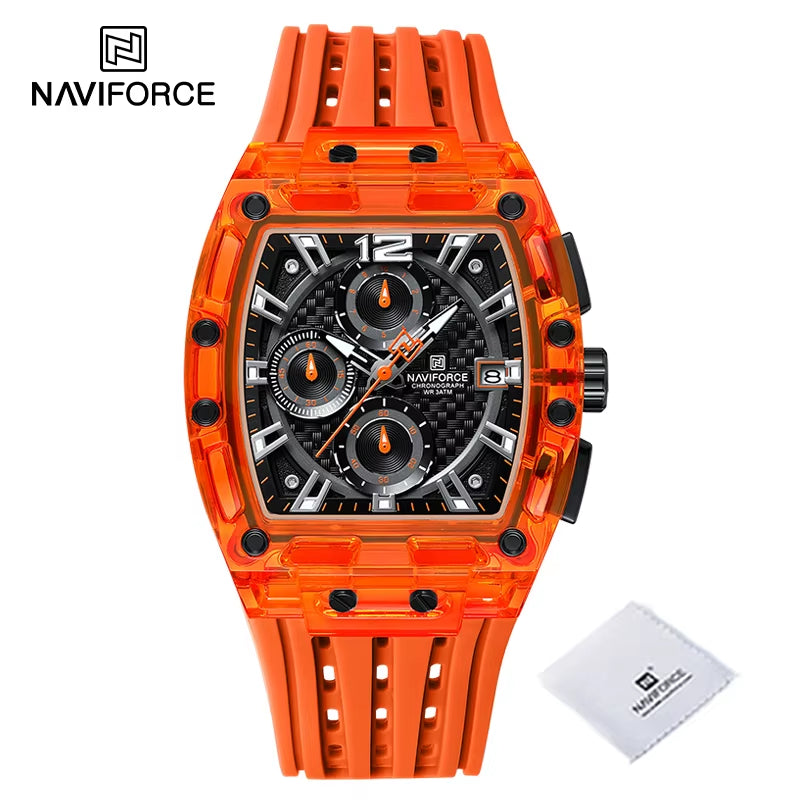 New  Men'S Quartz Multifunction Watches Fashion Sports Chronograph 5ATM Waterproof Silicone Band Casual Man Wrist Watch