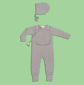 Smart Footed One-Piece + Bib - Gray Fuchsia Milo