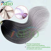 RESIO  Feather Hair Extensions Straight 100% Real Human Microring Hair Extensions Color Purple Blue Pink Gray 18-20inch Khamik Shop Online