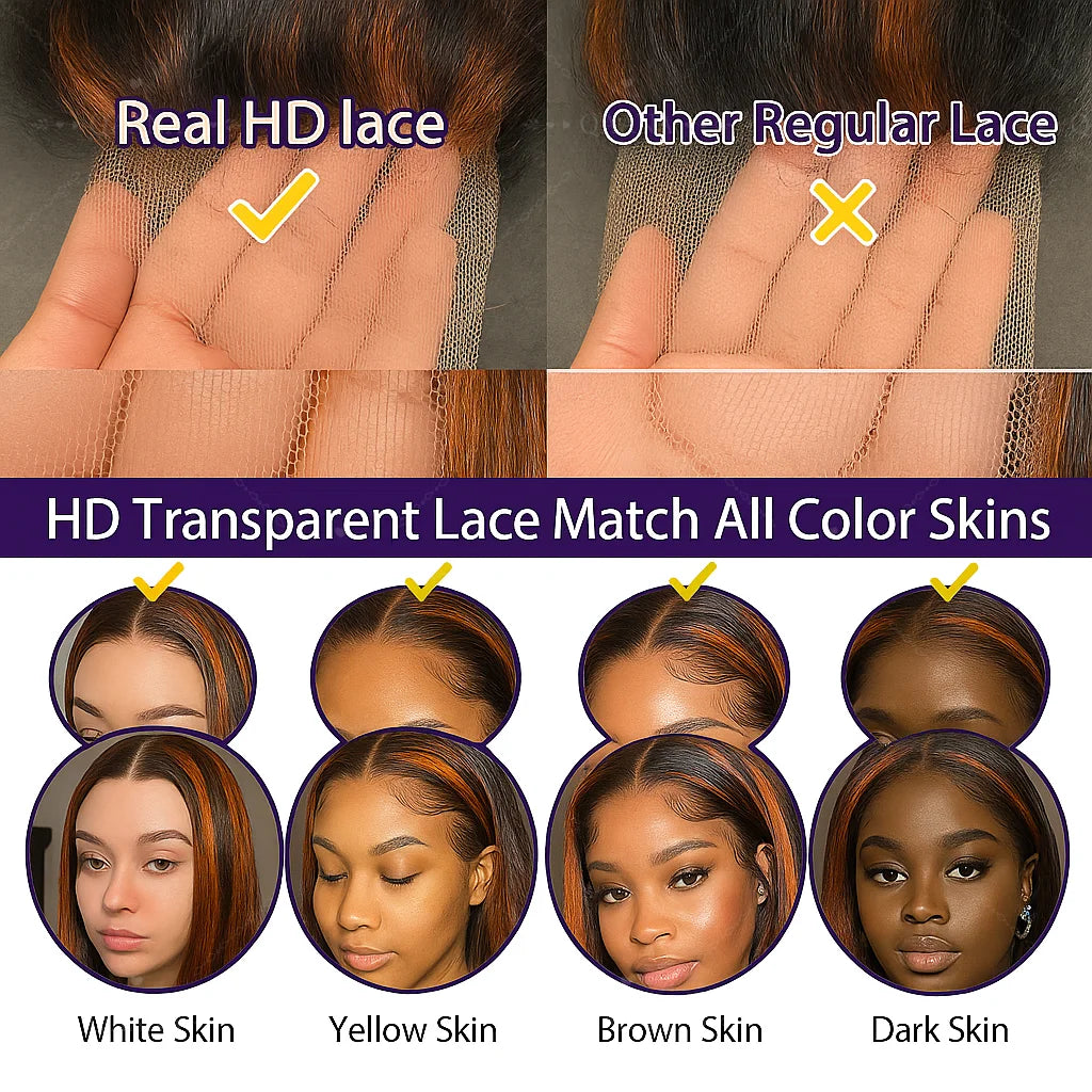 200% Ginger Brown Highlight Wig Human Hair Body Wave Pre Plucked Lace Front Wigs Ombre Ginger Orange Colored 5x5 Glueless Wigs Khamik Shop Online
