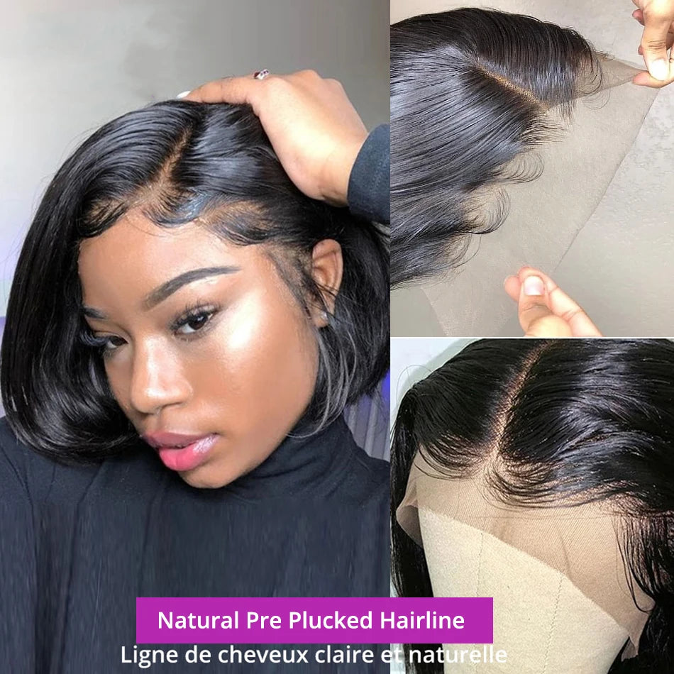 Short Bob Wigs Human Hair 13x6 Bone Straight HD Lace Front Wig 4x4 5x5 Lace Closure Wig Human Hair Wigs For Woman Natural Hair Khamik Shop Online